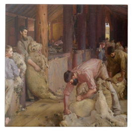 Shear the Rams (Australian Art) (Tom Roberts) タイル
