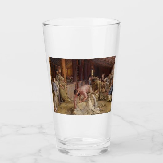 Shear the Rams (Australian Art) (Tom Roberts) タンブラーグラス (正面)