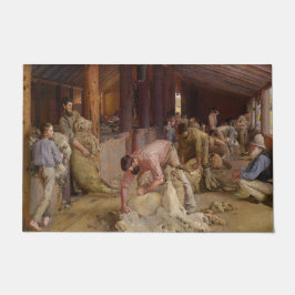 Shear the Rams (Australian Art) (Tom Roberts) ドアマット