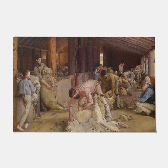 Shear the Rams (Australian Art) (Tom Roberts) ドアマット (正面)