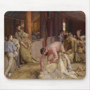 Shear the Rams (Australian Art) (Tom Roberts) マウスパッド