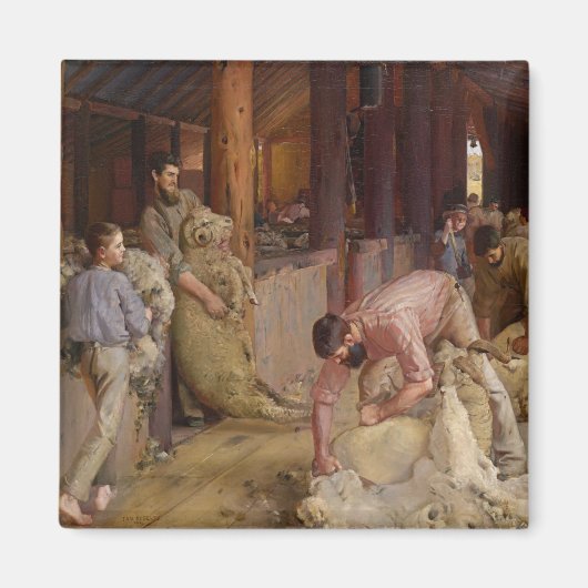 Shear the Rams (Australian Art) (Tom Roberts) マグネット (正面)