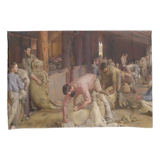 Shear the Rams (Australian Art) (Tom Roberts) 枕カバー (正面右)