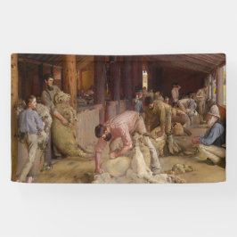 Shear the Rams (Australian Art) (Tom Roberts) 横断幕