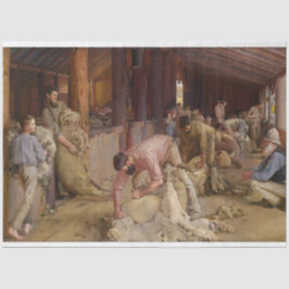 Shear the Rams (Australian Art) (Tom Roberts) 薄葉紙