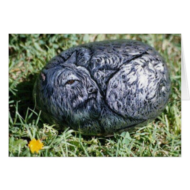 "Sheba"犬の石カード (正面横)