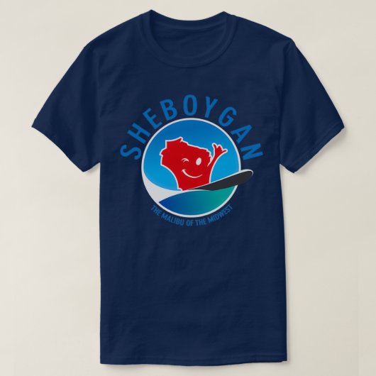 Sheboygan The Malibu of the Midwest Circular Blue Tシャツ (デザイン正面)