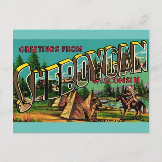 SHEBOYGAN WISCONSINからの挨拶 ポストカード (正面)