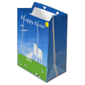Sheep and Lamb editable Easter ミディアムペーパーバッグ (正面アングル)