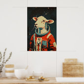 Sheep Astronaut Poster, Sheep Retro Print, Shee ポスター (キッチン)