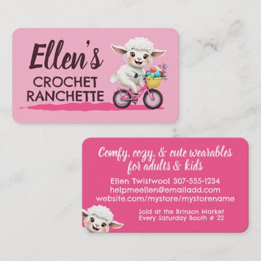 Sheep bicycle crochet knitting knitter handspun 名刺 (正面/裏面)