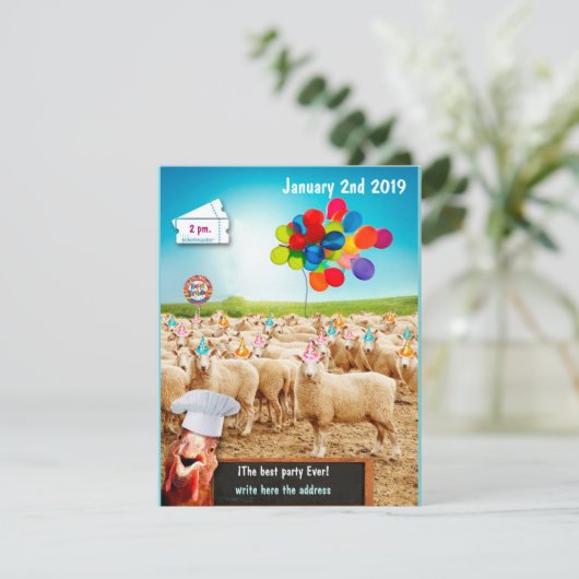 sheep birthday 招待状 (スタンド正面)