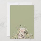 Sheep Cute Botanical Sage Baby Shower 招待状 (裏面)