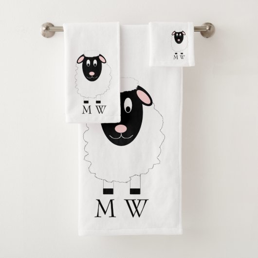 Sheep Design Monogrammed バスタオルセット (インサイチュ)