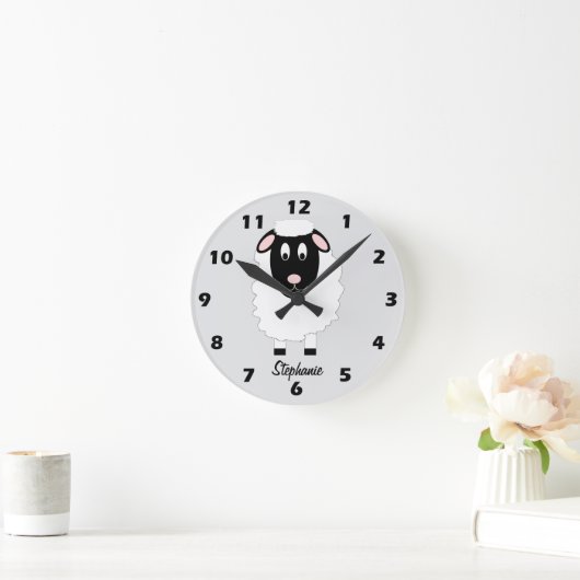 Sheep Design Personalised ラウンド壁時計 (ホーム)