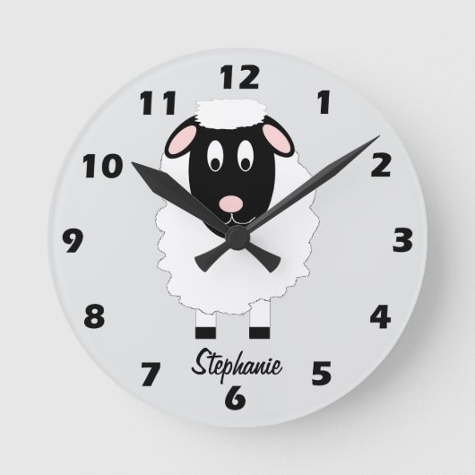 Sheep Design Personalised ラウンド壁時計 (正面)
