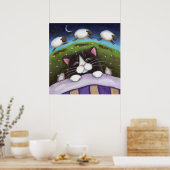 Sheep Dreams Fantasy Cat Art Print ポスター (キッチン)
