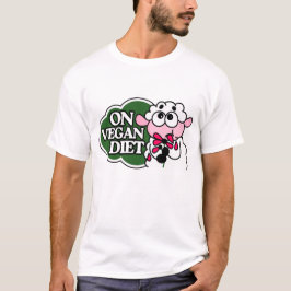 Sheep Eating Flower Saying “On Vegan Diet”  Tシャツ
