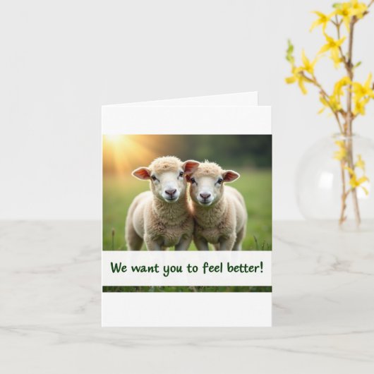 Sheep Friends Get Well Card カード (黄色い花)