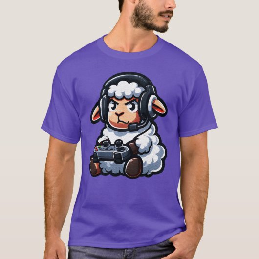 Sheep Gamer Video Games boy family Tシャツ (正面)
