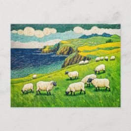 Sheep Grazing by Dramatic Coastal Cliffs シーズンポストカード