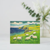 Sheep Grazing by Dramatic Coastal Cliffs シーズンポストカード (スタンド正面)