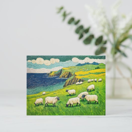 Sheep Grazing by Dramatic Coastal Cliffs シーズンポストカード (スタンド正面)