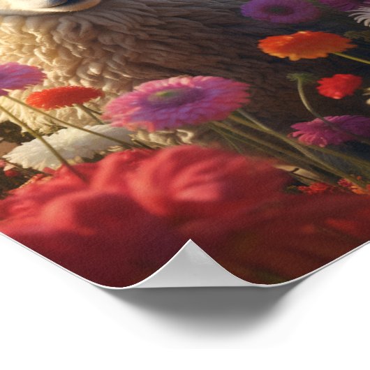 Sheep in a field of Flowers 🌺 ポスター (角)
