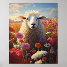 Sheep in a field of Flowers 🌺 ポスター
