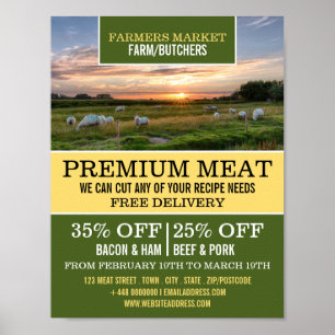 Sheep in Field,農家&ブッチャー広告ズ ポスター