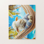 Sheep in hammock under palm tree ジグソーパズル (縦)