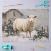 Sheep in Snowy Winter Scene 薄葉紙 (クラフト)