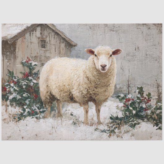 Sheep in Snowy Winter Scene 薄葉紙 (正面)