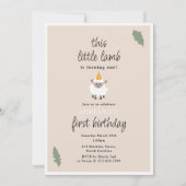 Sheep Lamb Cute Farm Party Animals 1st Birthday 招待状 (正面)