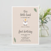 Sheep Lamb Cute Farm Party Animals 1st Birthday 招待状 (スタンド正面)
