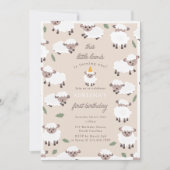 Sheep Lamb Cute Farm Party Animals 1st Birthday 招待状 (正面)