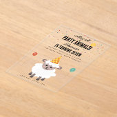 Sheep Lamb Cute Farm Party Animals Birthday アクリル招待状 (レイダウン)