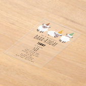Sheep Lamb Cute Funny Farm Party Animals Birthday アクリル招待状 (レイダウン)