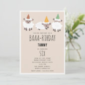 Sheep Lamb Cute Funny Farm Party Animals Birthday 招待状 (スタンド正面)