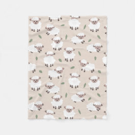 Sheep & Lamb Cute Gender Neutral Baby Nursery フリースブランケット