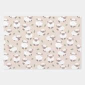 Sheep & Lamb Cute Hand Drawn Farm Animals ラッピングペーパーシート (正面2)