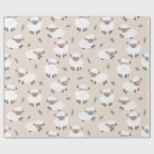 Sheep & Lamb Cute Hand Drawn Farm Animals ラッピングペーパー (フラット)