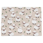 Sheep & Lamb Cute Hand Drawn Farm Animals ラージペーパーバッグ (正面)