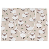 Sheep & Lamb Cute Hand Drawn Farm Animals ラージペーパーバッグ (裏面)