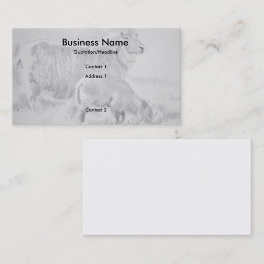 Sheep Lamb Pencil Drawing Business Cards 名刺 (正面/裏面)