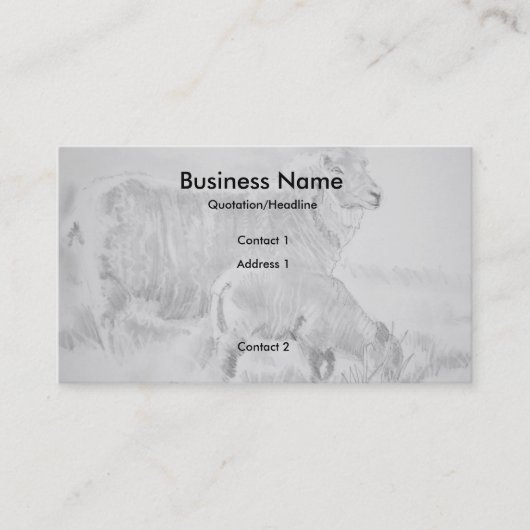 Sheep Lamb Pencil Drawing Business Cards 名刺 (正面)