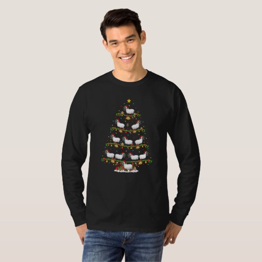 Sheep  Lights Xmas Santa Sheep Christmas Tree Tシャツ (正面フル)