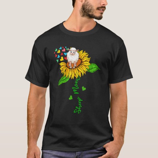 Sheep Mom Cute Farm Animals On Sunflower Farmer Mo Tシャツ (正面)