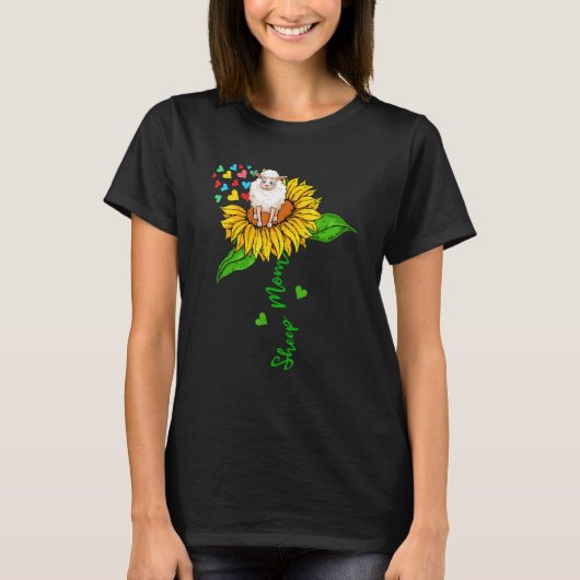 Sheep Mom Cute Farm Animals On Sunflower Farmer Mo Tシャツ (正面)
