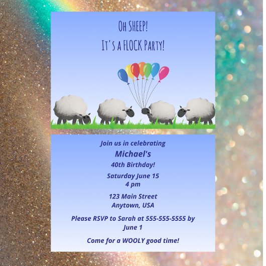 Sheep Party Invite – Oh Sheep It’s a Flock Party 招待状